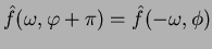 $\hat f(\omega,\varphi+\pi)=\hat f(-\omega,\phi)$